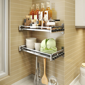304 Stainless Steel Wall Mounted Spice Rack Single Layer <b>Kitchen</b> Utensil <b>Storage</b> Shelf - Product Image 3