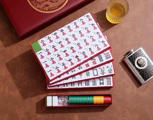 Kit de Mahjong à Grandes Tuiles Faits Main, Facile à Manipuler, Motif Dragon Phénix, Traditionnel Chinois, avec Étui de Transport Portable pour Seniors et Débutants - Product Image 1
