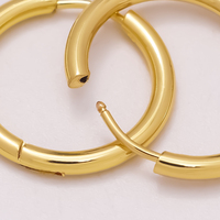 Boucles d'oreilles créoles classiques en acier inoxydable plaqué or 18 carats, fermoir à clic rond, résistantes au ternissement, empilables, bijoux unisexes