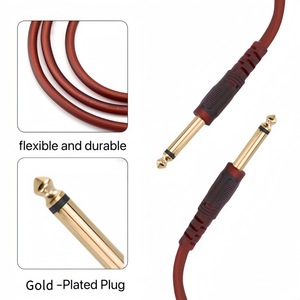 Cable de audio macho a macho de 6.35mm, 1 núcleo, blindado, color clarete, para uso en mezcladoras de guitarra, audio y video. - Product Image 2