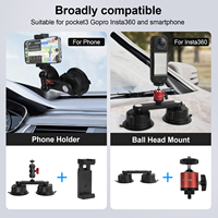 Kit de montage à ventouses Mechrig 2, bras magique 360°, dégagement rapide, charge de 33 lb, pour smartphone/caméra d'action, support de voiture en aluminium et fibre de carbone