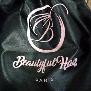 Custom Luxury Black Thick Silk Satin Eco-friendly Drawstring Gift Bag for Hair Extensions with Logo Printing - Product Image 6