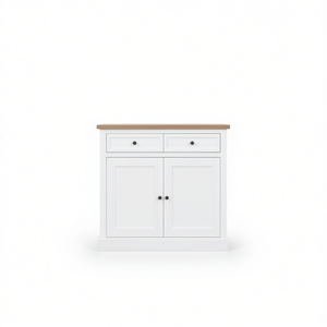 Gabinete de Cocina Blanco con 2 Cajones, Isla con Superficie de Madera y Puertas Pintadas para Uso en la Cocina - Product Image 1