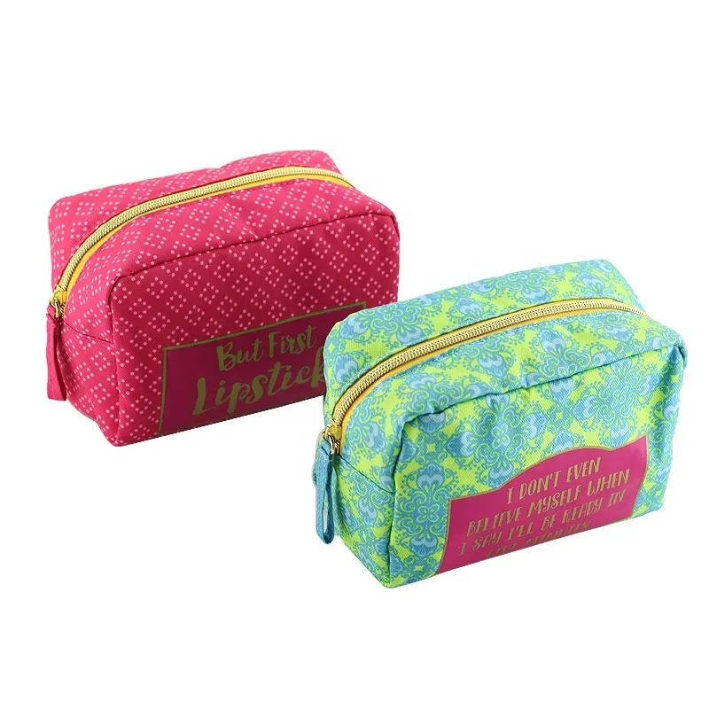 BSCI ISO Sedex FAMA Wholesale Fashion Rectangle Polyester Portable Zipper Bulk Travel Cheap Makeup Cosmetic Bag For Women