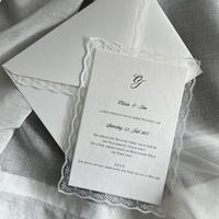 Invitation de mariage élégante en dentelle, invitation minimaliste blanche, invitation de mariage de luxe faite à la main, papeterie de mariage romantique européenne