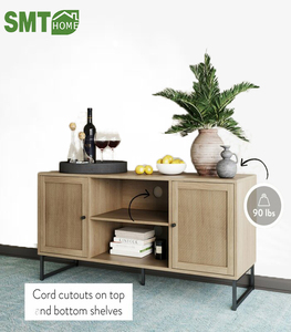Rattan Living Room Furniture Tv Stand Cabinet ,Cane Door Console Table Multi-purpose tv stand
