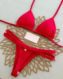 Offre Spéciale ensemble de bikini brésilien sexy pour femmes ensembles de bikini triangle en tissu imprimé de conception maillots de bain personnalisés logo personnalisé en gros - Product Image 4