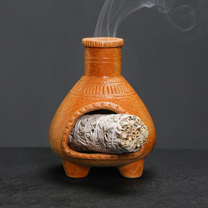 Quemador de Aromaterapia de Cerámica, Mini Chimenea para el Hogar, Duradero para la Quema de Incienso de Salvia y Madera Sagrada con Llama Abierta - Product Image 3