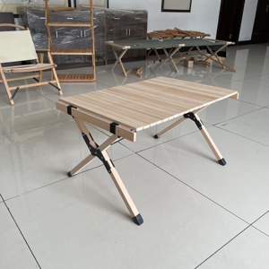 1196, <span class=keywords><strong>tavolo</strong></span> da Picnic da campeggio portatile in <span class=keywords><strong>legno</strong></span> di faggio <span class=keywords><strong>grezzo</strong></span> arrotolare all'aperto tavoli da pranzo da campeggio con borsa per il trasporto senza vernice - Product Image 2