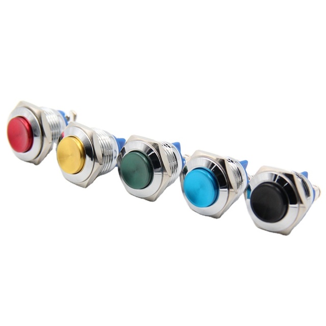 16mm Semi-oxidated Metal Push Button Switch Momentary Red Black Blue Gold Green Screw/welding Pin Car / Computer / Doorbell DIY