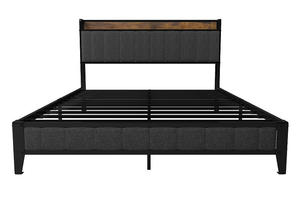 โครงเตียงนุ่มปรับได้ขนาดควีนไซส์/คิงไซส์ รุ่นโมเดิร์น พร้อมแท่นชาร์จไฟ หัวเตียงหุ้มเบาะ โครงไม้ สีเทา - Product Image 6