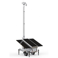 Caméra de sécurité ENWEI modèle 3460C à déploiement facile, remorque avec mât électrique de 7 m, 3 panneaux solaires de 460 W, 4 pieds de support stabilisateurs pour la télécommande