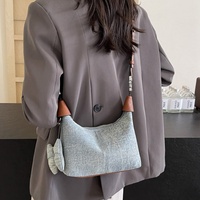 Colefa Tas Tangan Jean Niche Populer Wanita Musim Semi Musim Panas Tas Selempang Serbaguna Tas Tangan Kecil Denim Modis untuk Perjalanan