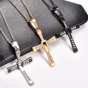 Elegante Collar con Colgante de Cruz Plegable de Acero Inoxidable y Circonia para Mujeres y Hombres, Amuletos Religiosos de Oración, Cadena de Joyería Metálica de Fe - Product Image 1