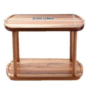 Wooden Double Layer <b>Rotating</b> Storage <b>Rack</b> For Canned Food <b>Spice</b> Organizer Countertop Multifunctional Kitchen <b>Rack</b> - Product Image 5