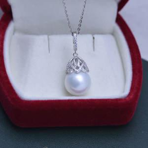 Wholesale 11-12mm Freshwater Round Pearl <b>Pendant</b> <b>Charm</b> Strong Light <b>Fine</b> Flaws S925 Silver Fashion for Female Three Lives Three - Product Image 4
