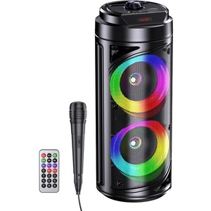 Altavoz Bluetooth con micrófono 6.5x2 20W KK-6201, luces RGB portátiles recargables para uso en fiestas de Karaoke - Product Image 1