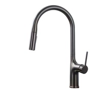 Robinet de cuisine moderne gris anthracite à poignée unique, rotatif à 360 degrés, réglable chaud/froid, avec douchette extractible