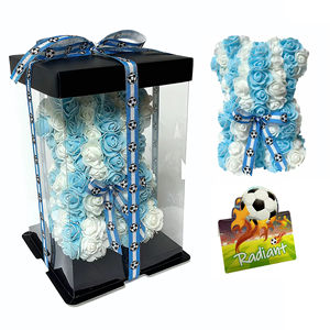 Oso de Rosas Artificiales de Argentina, Color Azul Claro y Blanco, con Cinta de Fútbol para Aficionados al Fútbol, Venta al Por Mayor - Product Image 2
