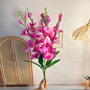 Bouquet de glaïeuls de mariage Glaïeul artificiel à 5 broches Fleur artificielle Orchidée épée - Product Image 3