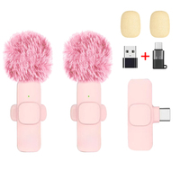 Mini microphone cravate sans fil K9 rose rouge 2,4G pour Tiok Yutb Diffusion en direct Vlog Enregistrement vidéo