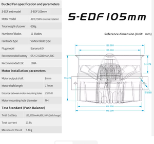 Ventilateurs à conduit HSDJETS <span class=keywords><strong>EDF</strong></span> 90mm 105mm 120mm semi-métalliques, poussée maximale <span class=keywords><strong>EDF</strong></span> 8,6 kg, propulseur pour drone RC, avion télécommandé, UAV, bricolage - Product Image 5