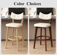 Chaise de bar moderne en bois massif de frêne, tabouret de cuisine en cuir rond, mobilier de bar – Offre spéciale