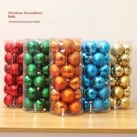 24 pièces de boules de Noël en plastique de 3 à 10 cm, ornements de sapin de Noël mats et brillants, décorations de Noël pour la Navidad, ensemble de cadeaux de Noël