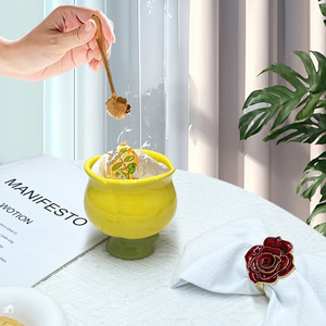 Tulip Shape Goblet Ice Cream Bowl Creative Flower <b>Ceramic</b> Goblet Candle <b>Cup</b> - Product Image 3