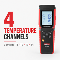 Termometer Digital 4 Saluran UNI-T UT325F Tipe J/T/E/R/S/N/K Presisi Tinggi Termokopel OEM Layar LED Penyimpanan Data