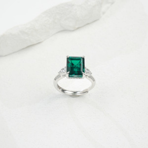 Anillo de Plata 925 con Esmeralda Cultivada, Brillante y Elegante, en Forma Cuadrada, para Compromiso, Propuesta de Matrimonio, Regalo Diario para Chicas, Sorpresa L - Product Image 5