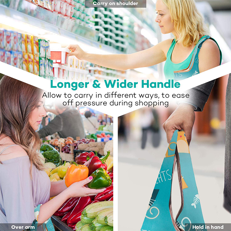 Full Color Printing Sports Foldable Reusable Waterproof Polyester Folding Shopping Ripstop Nylon Bag