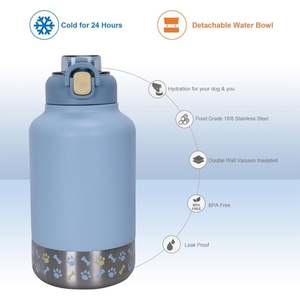 Bouteille d'eau portable pour animaux de compagnie en acier inoxydable, garde au froid pendant 24 heures, avec bol amovible pour l'extérieur - Product Image 3