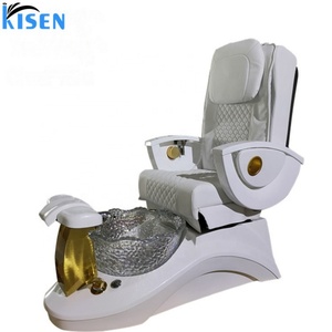 Kisen Stylish Professional Luxury Beauty Spa Salon White Black Brown with Gold <b>Metal</b> Massage Pedicure Chair Ready to Ship - Product Image 5