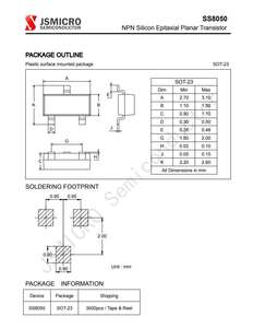 Transistor plan épitaxial au silicium SS8050 Y1 <span class=keywords><strong>8050</strong></span> NPN SS8550 Y2 PNP SOT-23 1.5A 25V pour commutation de courant à collecteur élevé - Product Image 6