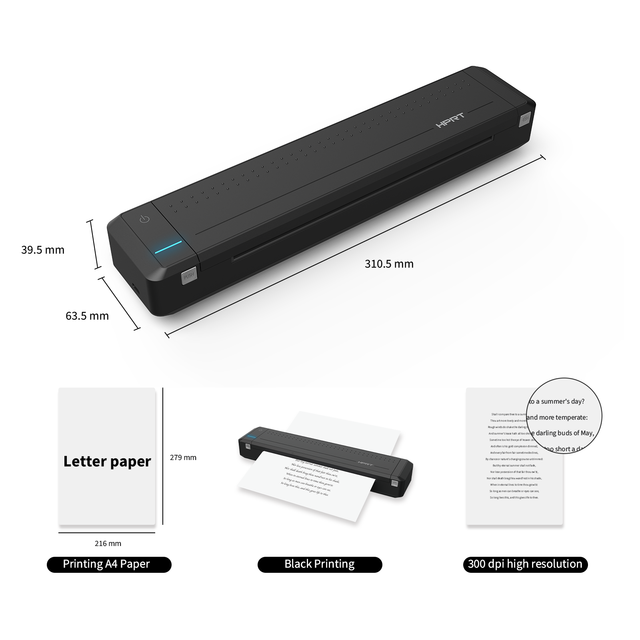 MT800 Wireless Thermal Transfer Printer Mobile A4 Printer Portable Thermal Printer for Documents Print