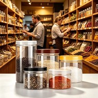 Pot en plastique PET transparent de qualité alimentaire avec couvercle noir pour beurre corporel, bonbons, gommage corporel, crème de soin de la peau