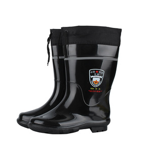 Men's Mid Calf All Black Rain <b>Boots</b> With Reinforced Cotton Padding Thickened Cold Proof Non <b>Slip</b> Wear Resistant For Industrial - Product Image 4