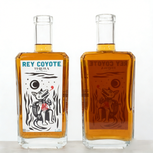 Botellas de Licor de Vidrio Vacías Únicas, Botella de Whisky Cuadrada de Vidrio Blanco de 750 ml con Calcomanía en Forma de Emperador para Ron, Vodka y Ginebra - Product Image 6