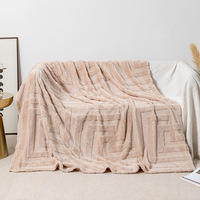 Vente en gros de plaids en polaire flanelle 100% polyester, couleur unie, doux, confortables, écologiques, tricotés, modernes, avec logo personnalisé, pour avion