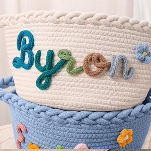 Cesta de Regalo de Algodón Tejida Plegable Personalizada Hecha a Mano para Baby Shower, Cesta de Almacenamiento de Juguetes para Bebés Niñas y Niños - Product Image 4
