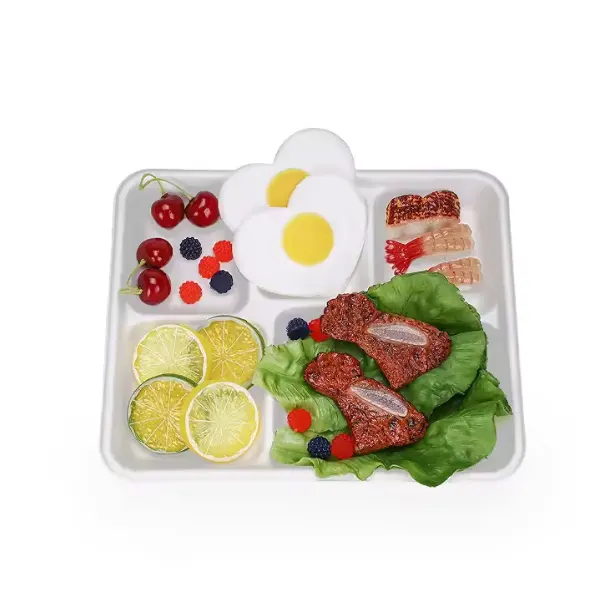 Hot Disposable Sugarcane Bagasse Biodegradable 3/5/6 Compartment Lunch Tray