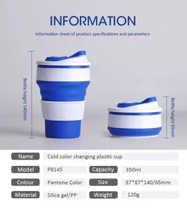Mới Đến Bán Hàng Nóng BPA-free Du Lịch Di Động Lạnh Màu Thay Đổi Có Thể Gập Lại Silicone Chai
