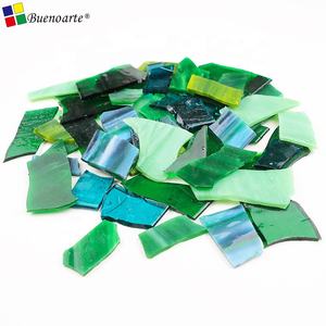 1kgグリーンブロークングリーンマルチカラー混合ステンドグラスモザイクスクラップとチップDIYモザイククラフト & 子供趣味 - Product Image 3