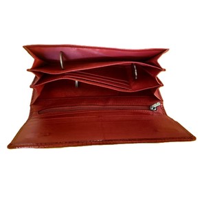 <span class=keywords><strong>Portafoglio</strong></span> Lungo da <span class=keywords><strong>Donna</strong></span> in Vera Pelle di Vacchetta Goffrata Effetto Alligatore, <span class=keywords><strong>Rosso</strong></span>, Personalizzabile, Borsa a Mano in Vera Pelle, Pochette da <span class=keywords><strong>Donna</strong></span> con Chiusura a Scatto - Product Image 3