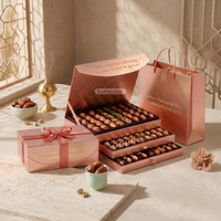 Boîte cadeau personnalisée avec estampage à chaud en or, boîte cadeau magnétique personnalisée pour baklava, boîte cadeau personnalisée avec date, boîte cadeau à deux étages