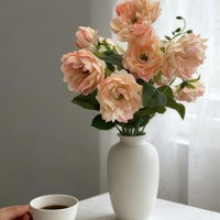 Fleurs de pivoine artificielles réalistes à 2 têtes, décorations pour hôtels et maisons, accessoires de mariage et de fête, fausses fleurs en soie pour arrangements floraux DIY