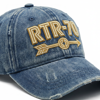 Casquette de baseball unisexe adulte rétro rétrovintage en denim délavé bleu vieilli à 6 panneaux