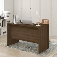 Bureau d'ordinateur rectangulaire de 47 pouces avec panneau de protection, plateau épais anti-rayures, finition noyer moderne pour bureau à domicile ou salle d'étude