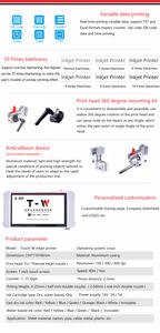 Impresora de Inyección de Tinta Inteligente TIJ, Impresora de Banda Flexible, Máximo 6 Boquillas, Codificación Automática de Etiquetas, Papel, Cartón, Bolsas de Plástico - Product Image 5